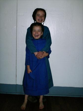 Amish girls participating in Bible Club lessons